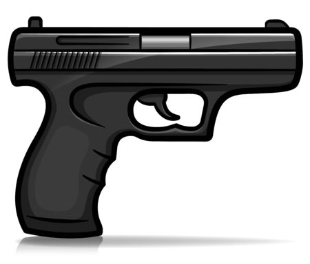Vector illustration of hand gun cartoon isolatedのイラスト素材