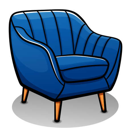 Vector illustration of blue armchair cartoon  isolatedのイラスト素材