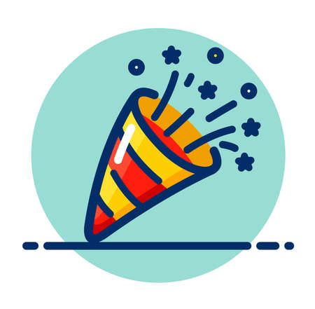Vector illustration of party popper color iconのイラスト素材