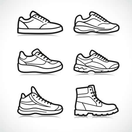 Vector illustration of sports shoes icons setのイラスト素材