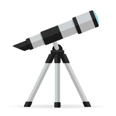Vector astronomy and space telescope flat illustrationのイラスト素材