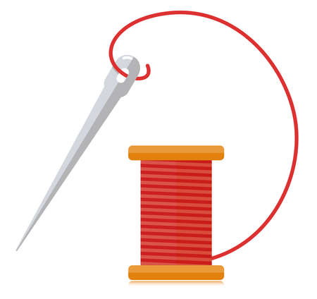Spool of thread and needle flat designのイラスト素材