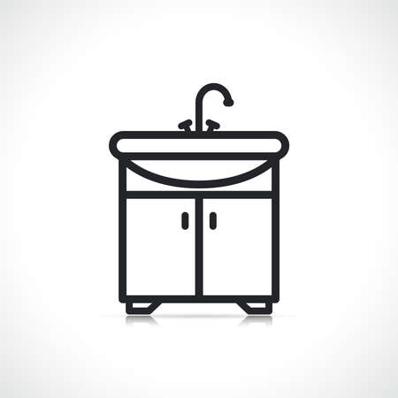 washbasin on vanity unit line icon isolatedのイラスト素材