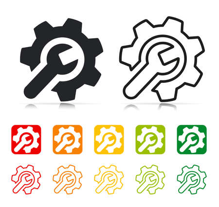 repairability index icons with gear and wrenchのイラスト素材