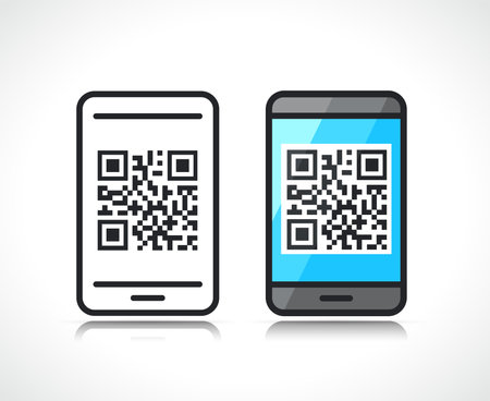 qr code on smartphone icon and designのイラスト素材