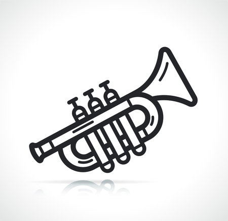 trumpet gold musical instrument thin line iconのイラスト素材