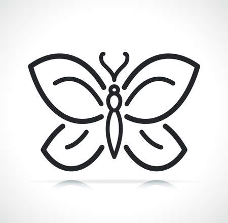 butterfly thin line icon isolated black illustrationのイラスト素材