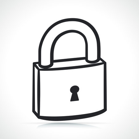 padlock black and white illustration isolated drawingのイラスト素材