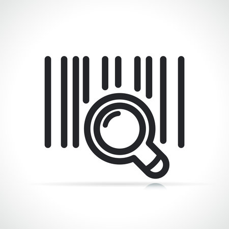 Illustration of barcode and magnifying line iconのイラスト素材