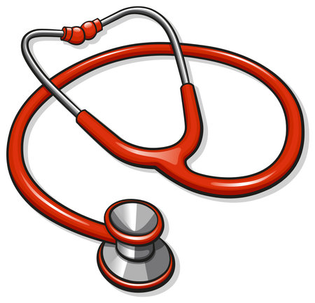 Illustration of red doctor stethoscope drawing isolatedのイラスト素材