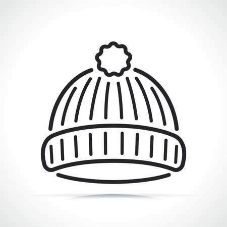 Illustration of winter hat line icon isolatedのイラスト素材