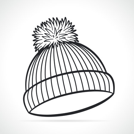 winter hat or beanie black drawing illustrationのイラスト素材