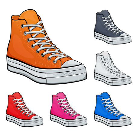 Illustration of fashion shoes set isolated cartoonのイラスト素材