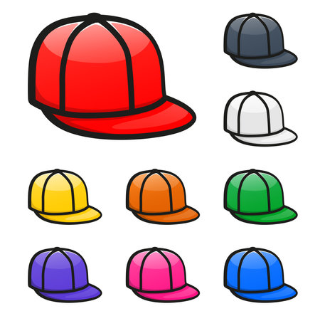 Illustration of cap with flat visor setのイラスト素材