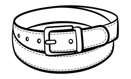 Illustration of belt black and white outlineのイラスト素材