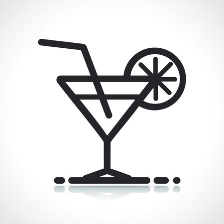 Illustration of cocktail black line icon isolatedのイラスト素材