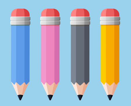 Illustration of pencils set flat design isolatedのイラスト素材