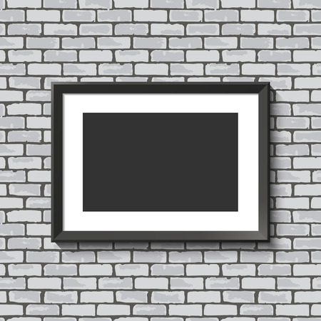 Black frame on brick wall.のイラスト素材