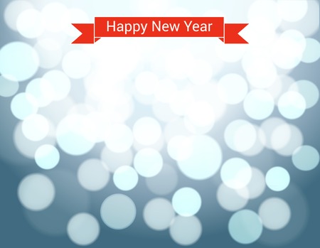 Happy New Year ribbon on silver bokeh background.のイラスト素材
