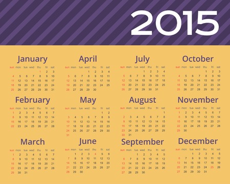 2015 year calendar. Editable illustration.のイラスト素材
