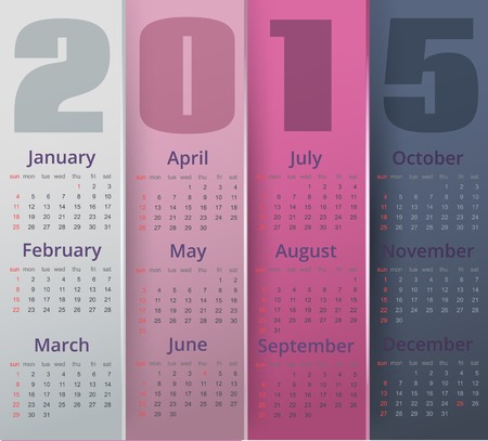 Paper colored 2015 year calendar.のイラスト素材