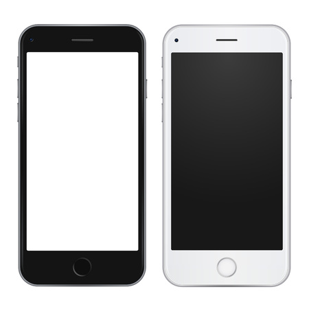 Set of black and white smart phone to present your app, design. Vector illustration.のイラスト素材