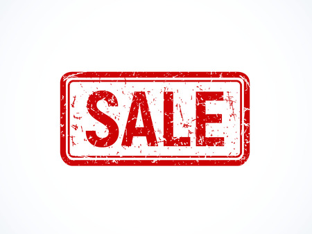 Red grunge sale stamp, old fashioned icon for print and web. Vector illustration.のイラスト素材