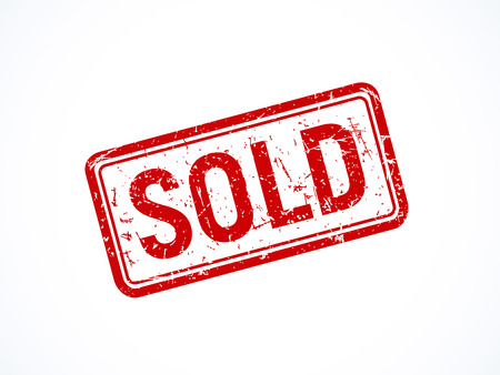 Red textured rotated sold stamp isolated. Vector illustration.のイラスト素材