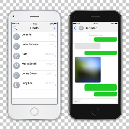 Two chat screens templates. Vector editable illustration on white background.のイラスト素材