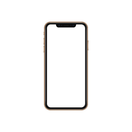 New gold concept of mobile phone with camera and volume buttons, empty screen and isolated, vector high quality.のイラスト素材