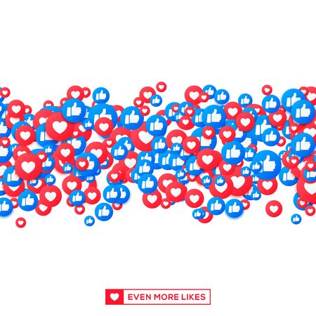 Bunch of like and appreciate emoji icons, thumb up stream social network. Heart and thump icons for like and respect.のイラスト素材