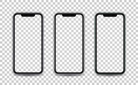 Mobile template white, green and space gray color. Smartphone mock up in realistic style with empty screen isolated. Template for presentation ui ux design application.のイラスト素材