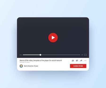 Video player mock up for web site and mobile app. Interface of online channel with subscribe button in flat style.のイラスト素材