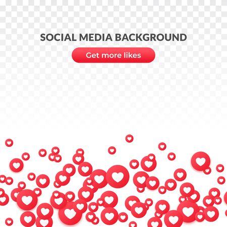 Like heart icon background, red round symbol for social media network, streaming, chat and videochat. Like background and banner in flat style.のイラスト素材