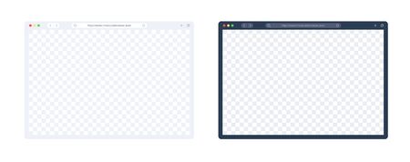 Web browser template set in light and dark mode for computer, laptop, tablet and mobile. Empty internet page for showing ur site presentation. Vector browser page isolated on white.のイラスト素材