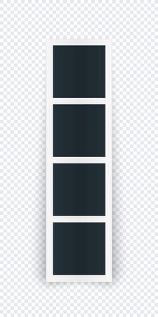Vertical photo frame strip, concept of single isolated vintage template for showing picture or image. Vector detailed illustration of photograph strip for four images.のイラスト素材