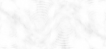 Halftone background. Abstract wave dotted template, grey gradient for poster, wallpaper, music flyer, website and banner. Pop art grunge textured background with dot and circle. Vector illustration.のイラスト素材
