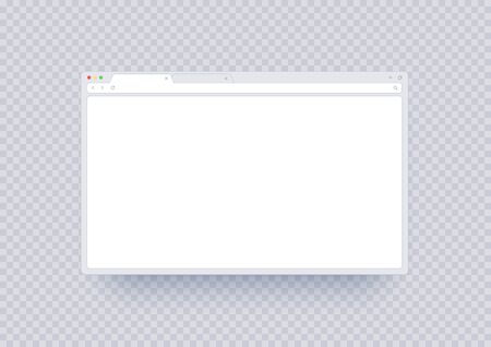Browser window mockup, abstract screen template with blank place for show your website or document. Internet page ui with toolbar and search in modern style isolated on transparent background.のイラスト素材