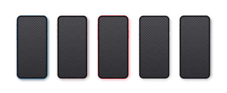 Realistic phone mockup different colors, frontのイラスト素材