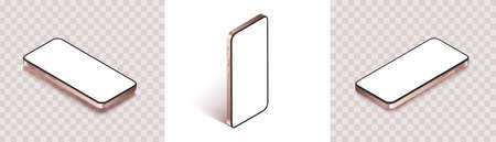 Isometric phone mockup in different angles.のイラスト素材