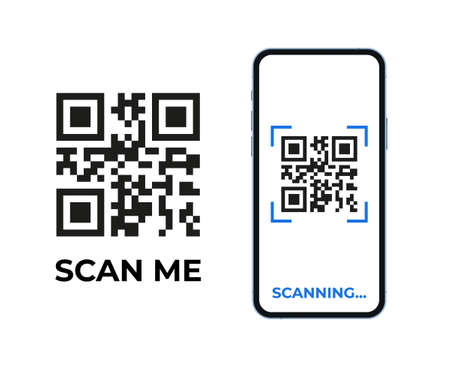 QR code scan on phone screen, scan me template.のイラスト素材