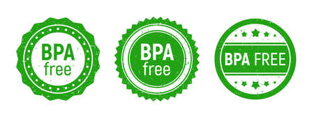 BPA free badge, eco green stamp set grunge.のイラスト素材