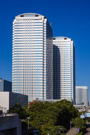 High-rise buildings in Makuhari New City from Makuhari Messe to Kaihin Makuhari Stationのeditorial素材