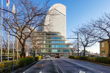 Yokohama Minato Mirai district, building county that makes the image of a shipのeditorial素材