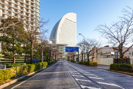 Yokohama Minato Mirai district, building county that makes the image of a shipのeditorial素材