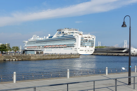 International cruise ship anchored at Yokohama Portのeditorial素材
