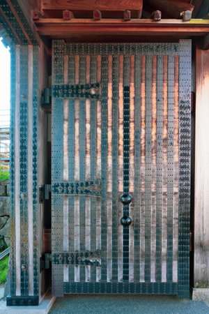 The heavy door of Kanazawa Castle Hebei Gateのeditorial素材