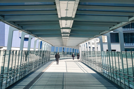 Pedestrian deck from Hamamatsucho Station to Takeshiba, Tokyo Port City (partial opening)のeditorial素材