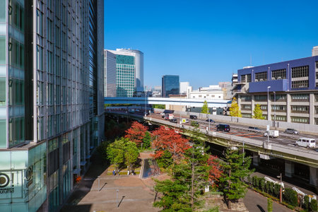 Scenery of the city center Metropolitan Expressway (from Hamasakibashi JCT to Shiodome JCT)のeditorial素材