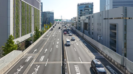 Scenery of the city center Metropolitan Expressway (from Hamasakibashi JCT to Shiodome JCT)
